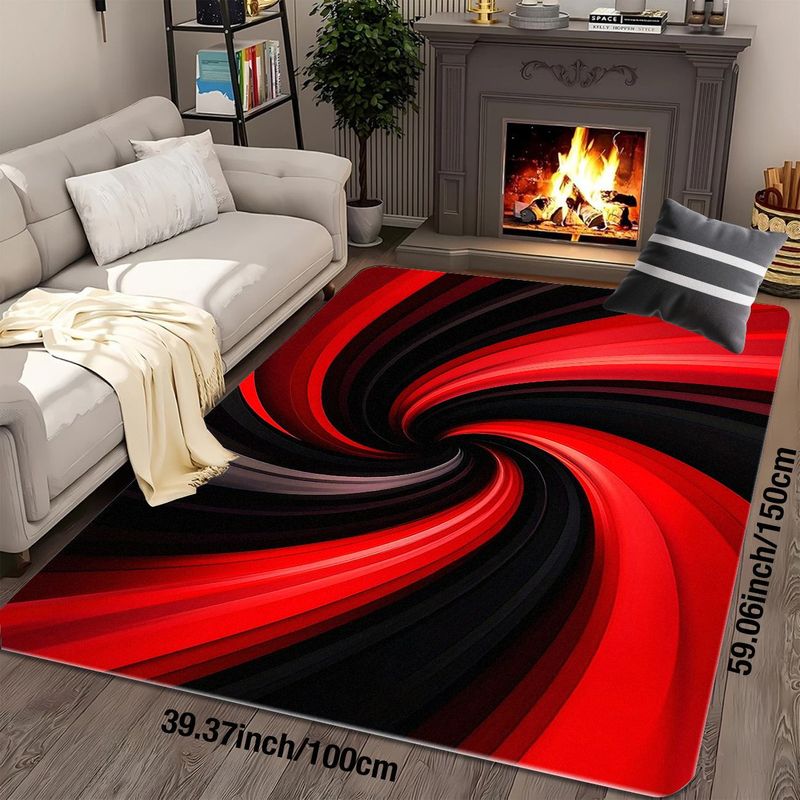 Printed Rug Abstract - Tapis en flanelle imprimé rouge et