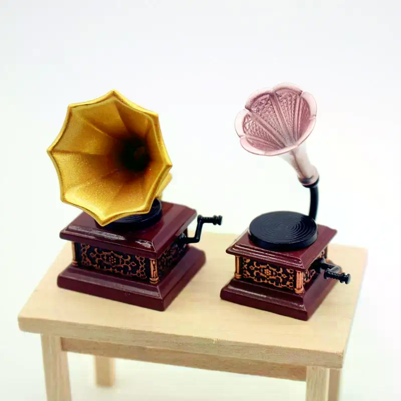 Interior Design Living Room - Maison de poupée Vintage phonographe Miniatures