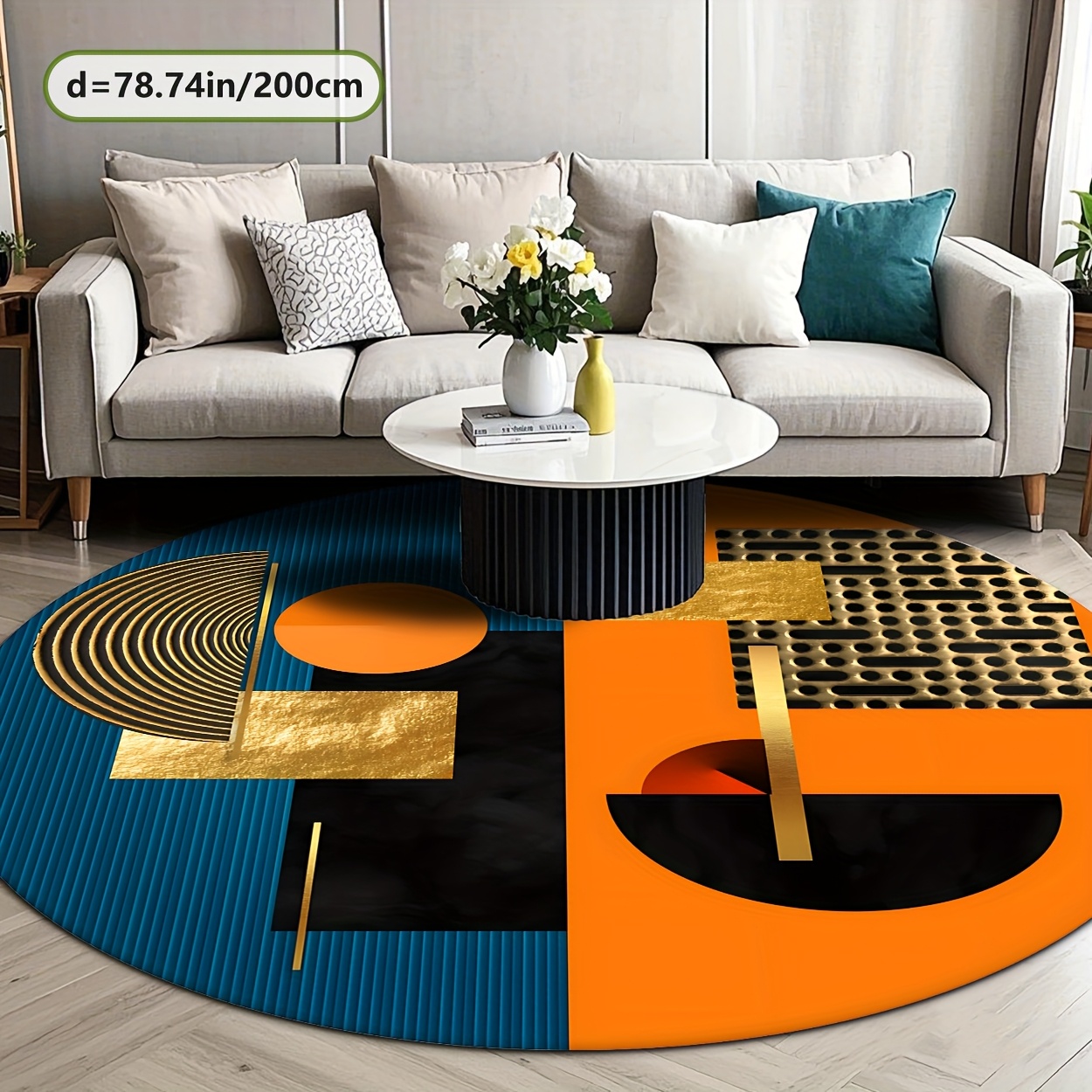 Tapis rond abstrait géométriqu - Printed Rug Abstract avis et prix