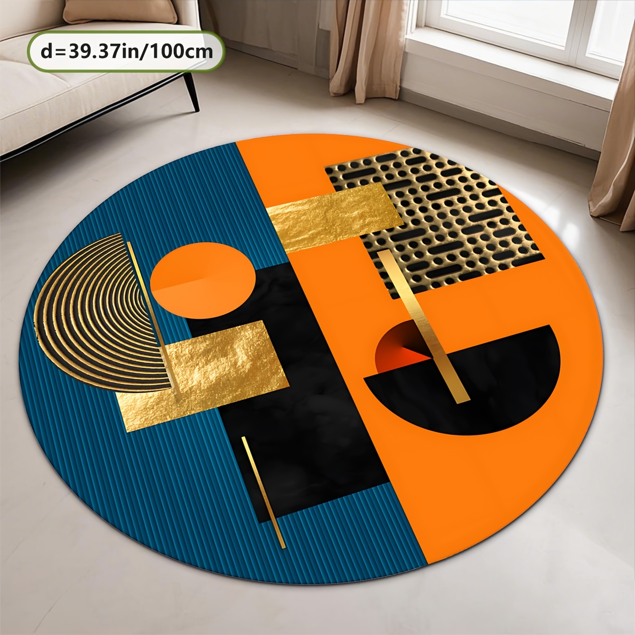 Tapis rond abstrait géométriqu - Printed Rug Abstract avis et prix