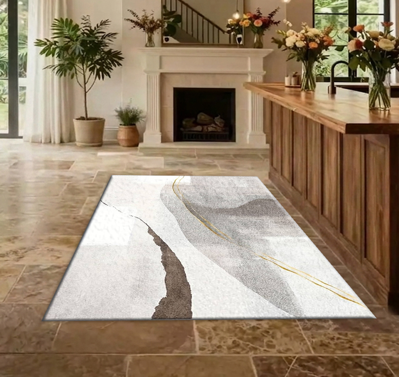 Tapis de sol abstrait gris bei - Printed Rug Abstract avis et prix