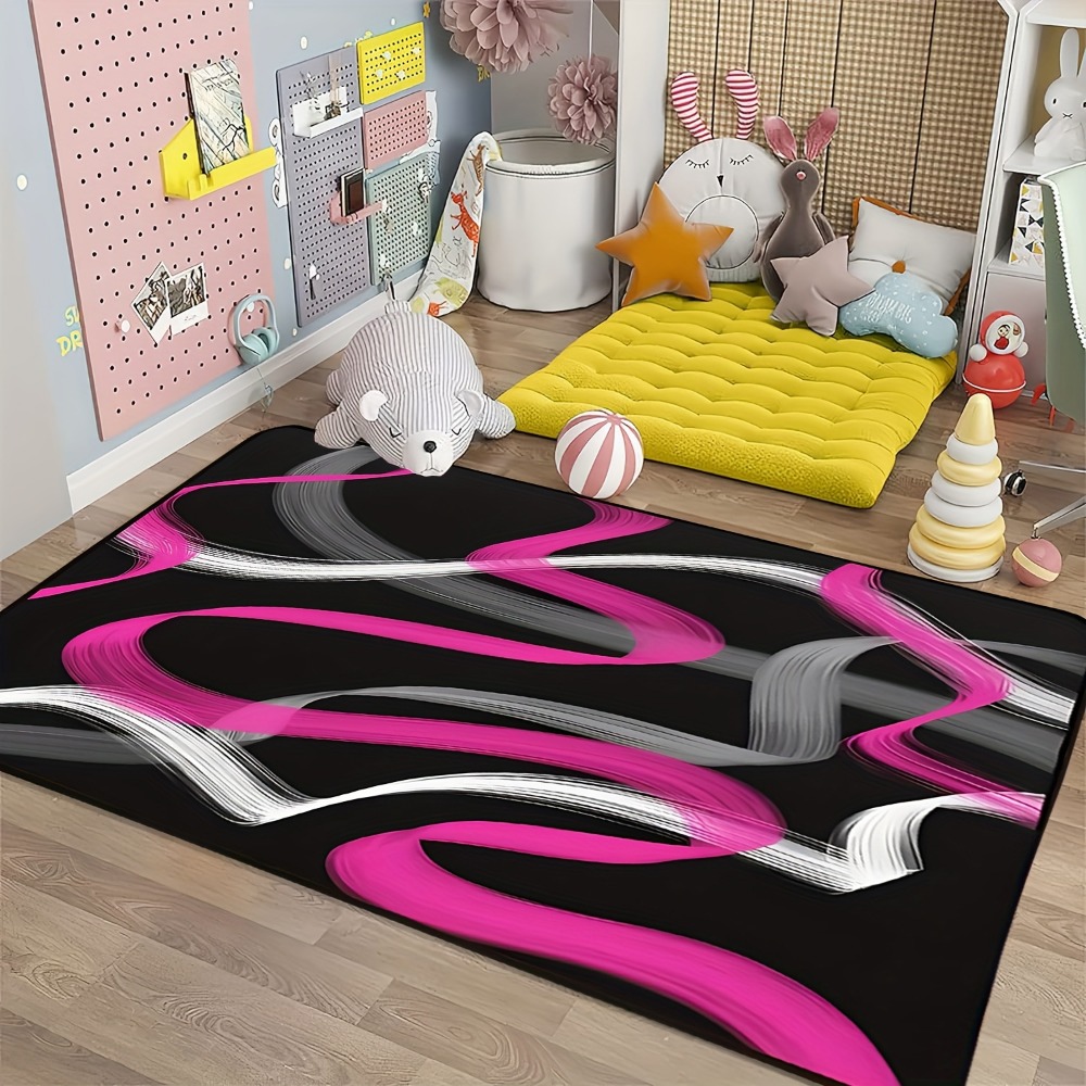 Tapis géométrique rayé rose vi - Printed Rug Abstract avis et prix