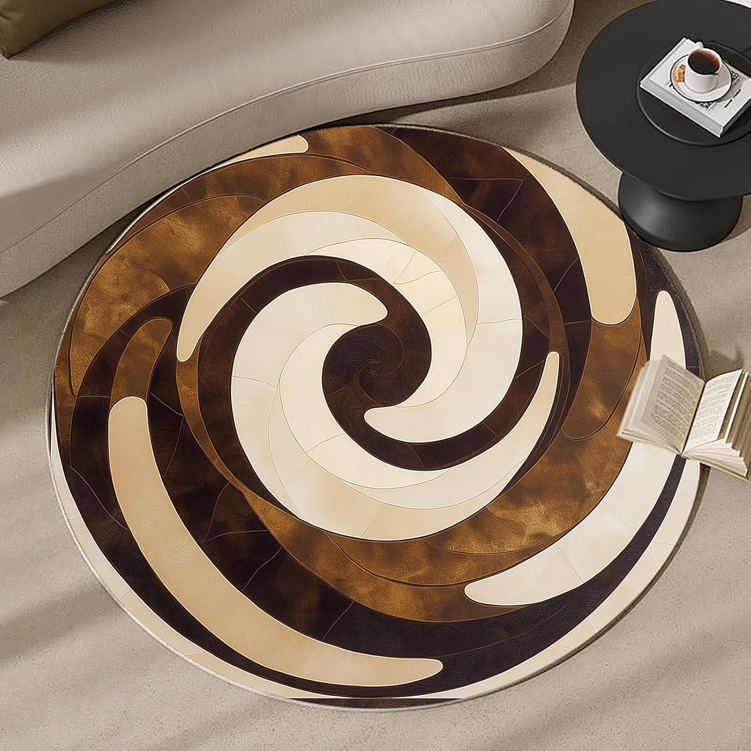 Tapis rond 3D à motif spirale  - Printed Rug Abstract avis et prix