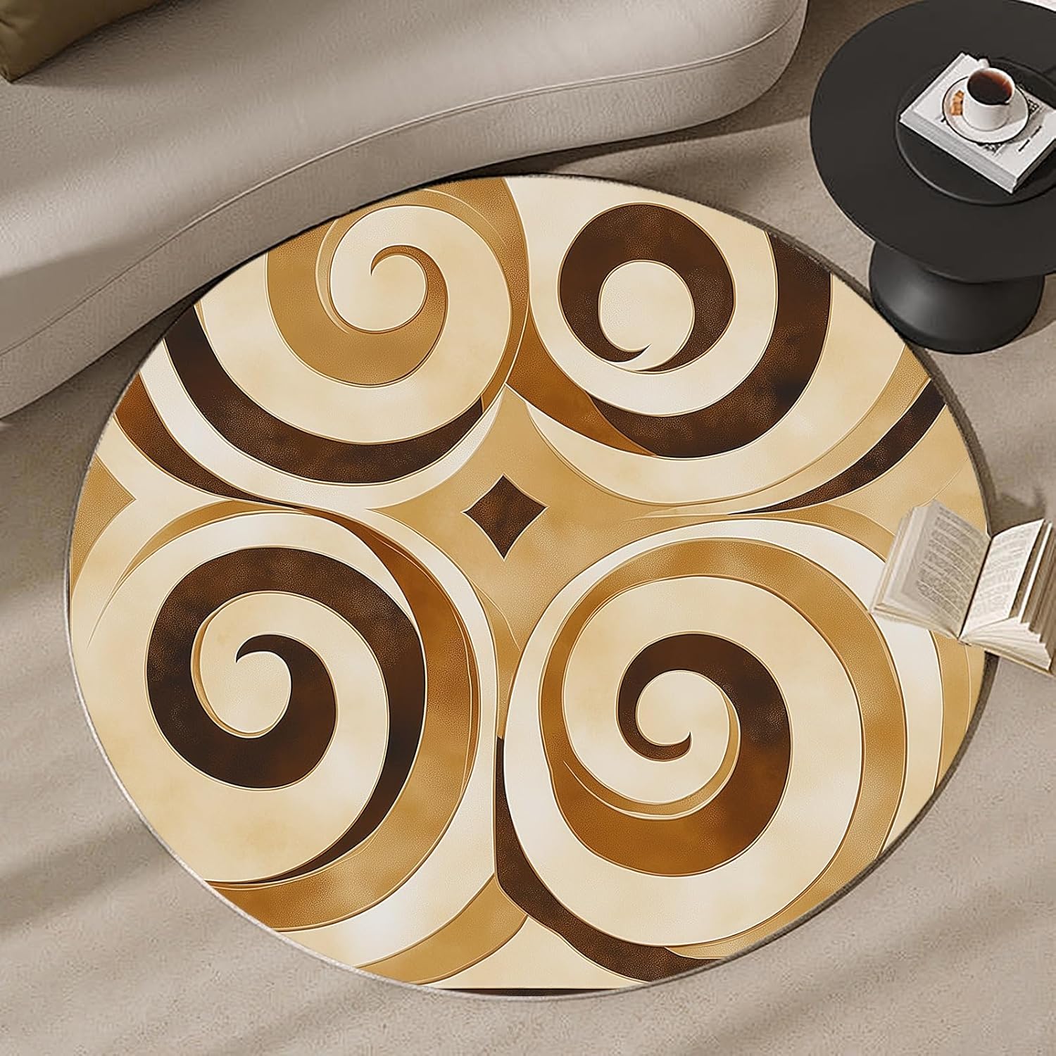 Tapis rond 3D à motif spirale  - Printed Rug Abstract avis et prix