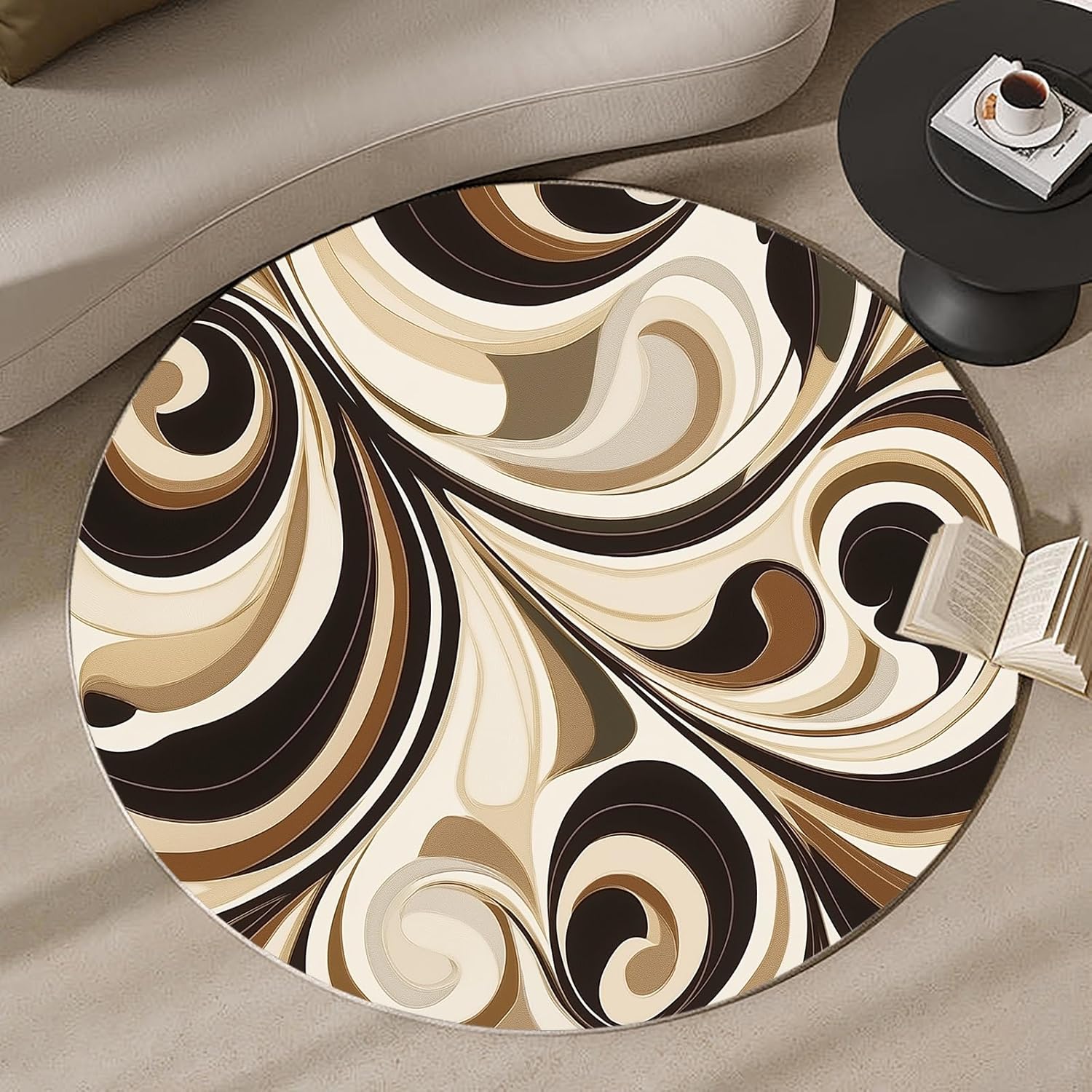 Tapis rond 3D à motif spirale  - Printed Rug Abstract avis et prix