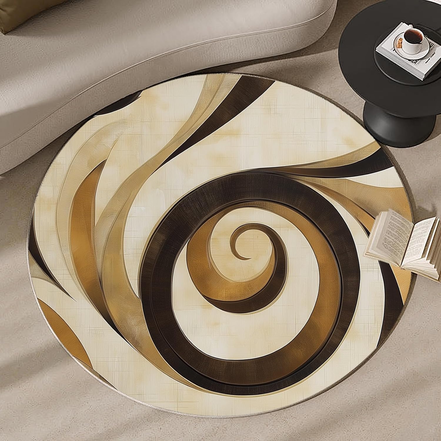 Tapis rond 3D à motif spirale  - Printed Rug Abstract avis et prix